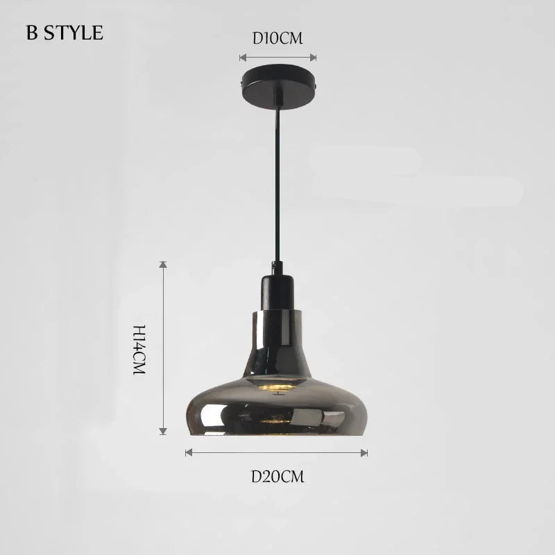 Nordic Smoke Grey Glass Pendant Lamp