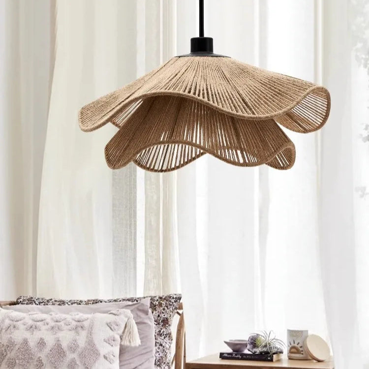 Minimalistic Wabi Sabi Hemp Rope Chandelier
