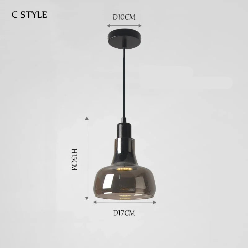 Nordic Smoke Grey Glass Pendant Lamp