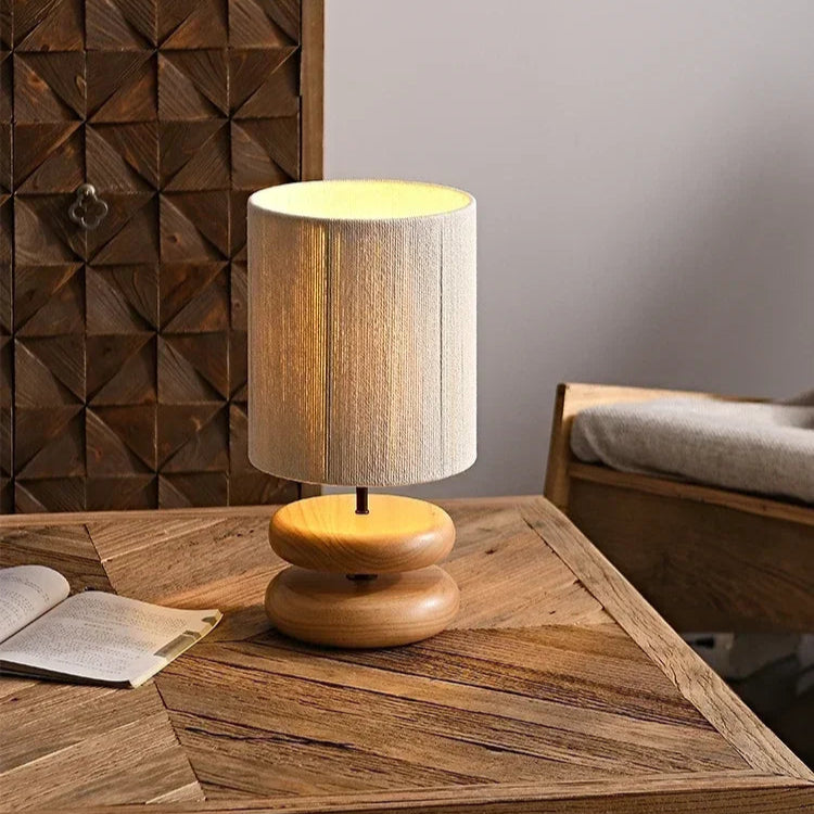 Japanese Walnut Wood Table Lamp