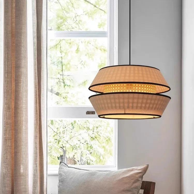 Modern Wabi Sabi Double Layer Fabric Chandelier