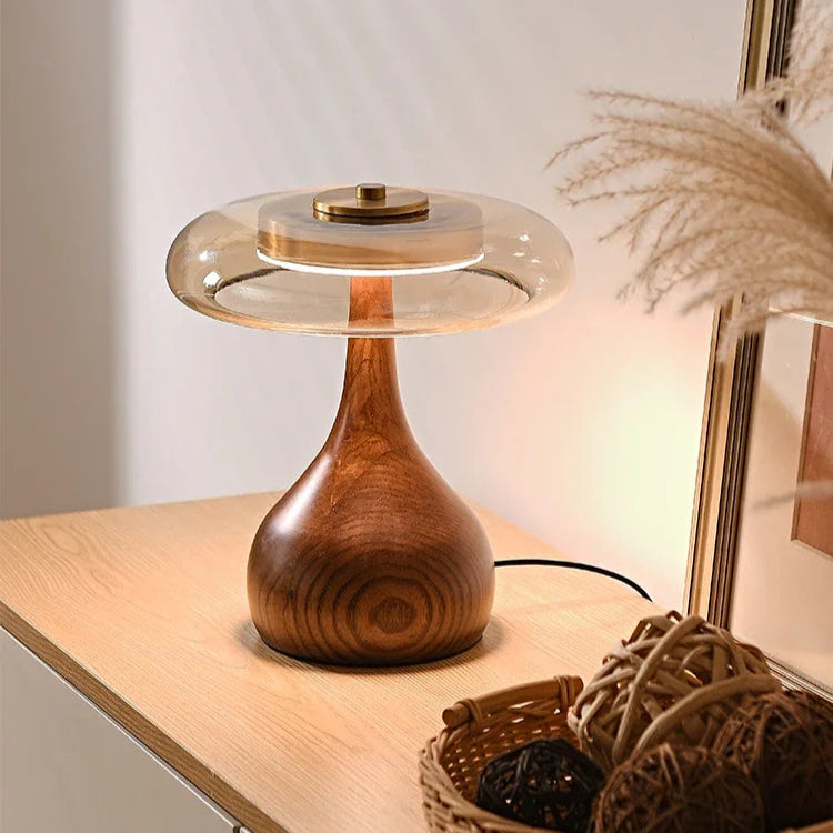French Mushroom Wooden Table Lamp
