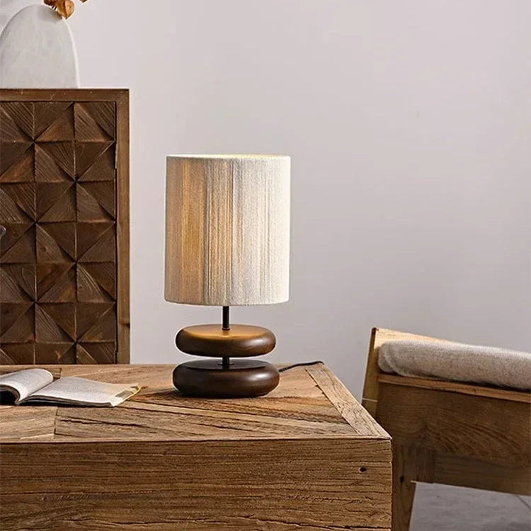 Japanese Walnut Wood Table Lamp