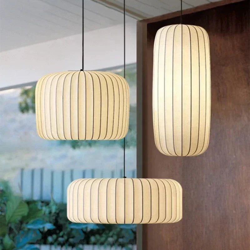 Traditional Wabi Sabi Silk Japanese Chandeliers