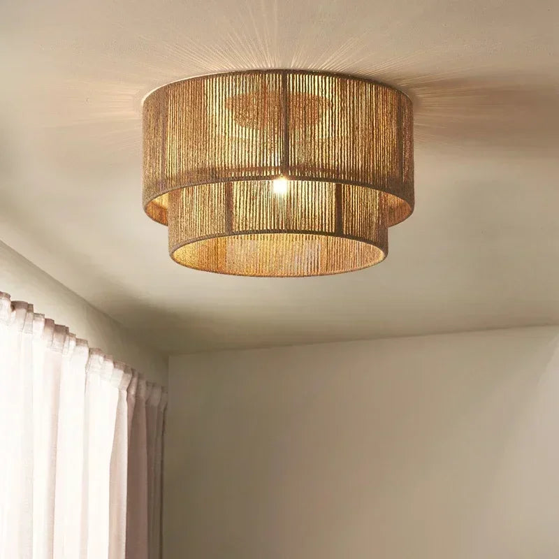 Handmade Rattan Woven Rope Ceiling Lamp