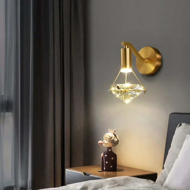 Crystal Diamond Shaped Wall Lamp
