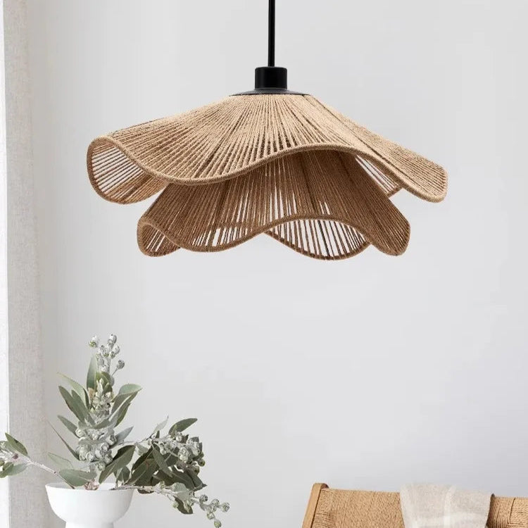 Minimalistic Wabi Sabi Hemp Rope Chandelier