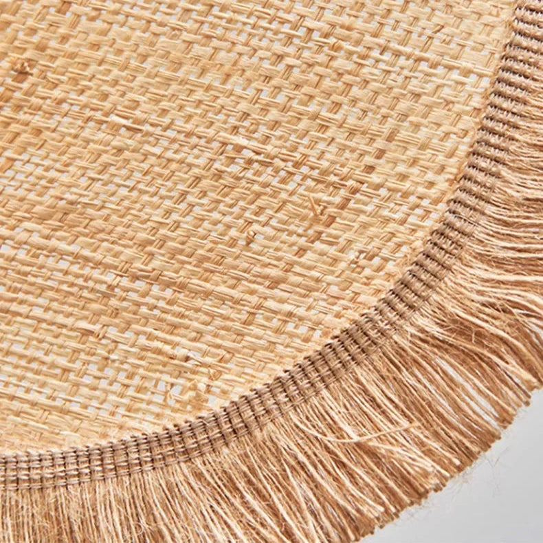 Japanese Wabi Sabi Flat Rattan Flower Pendant Light