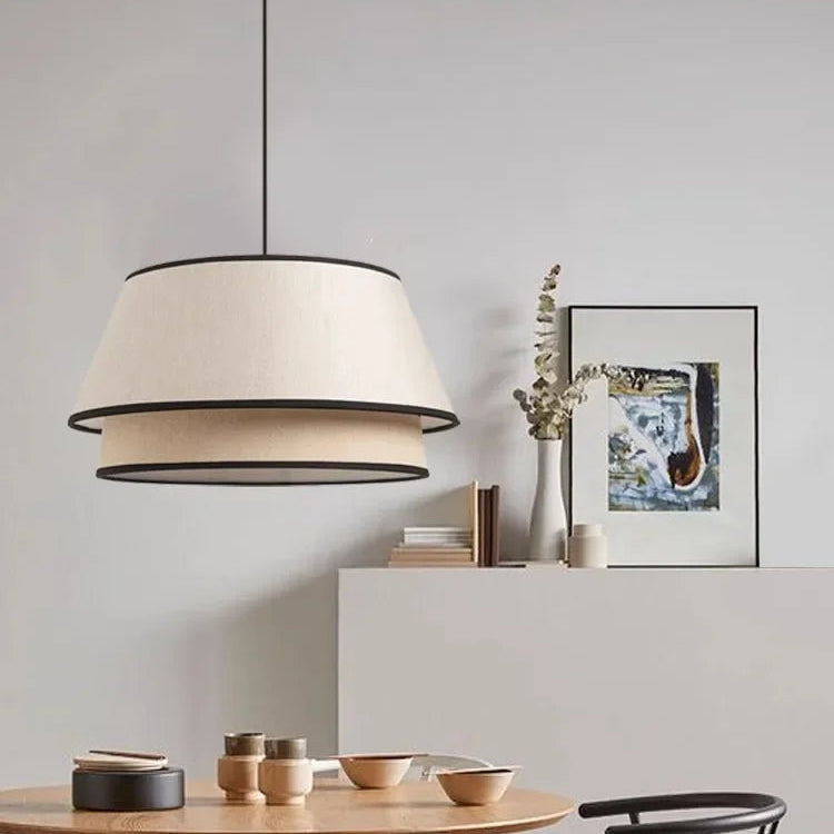 Japanese Traditional Fabric Double Layer Chandelier