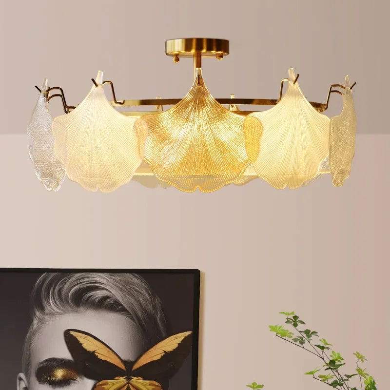 French Glass Shell Creative Chandelier