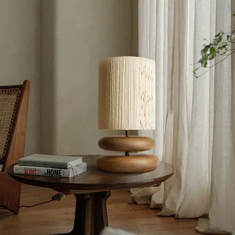 Japanese Walnut Wood Table Lamp