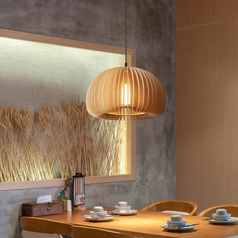 Japanese Wooden Ceiling Pendant Light