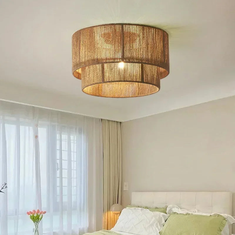 Handmade Rattan Woven Rope Ceiling Lamp