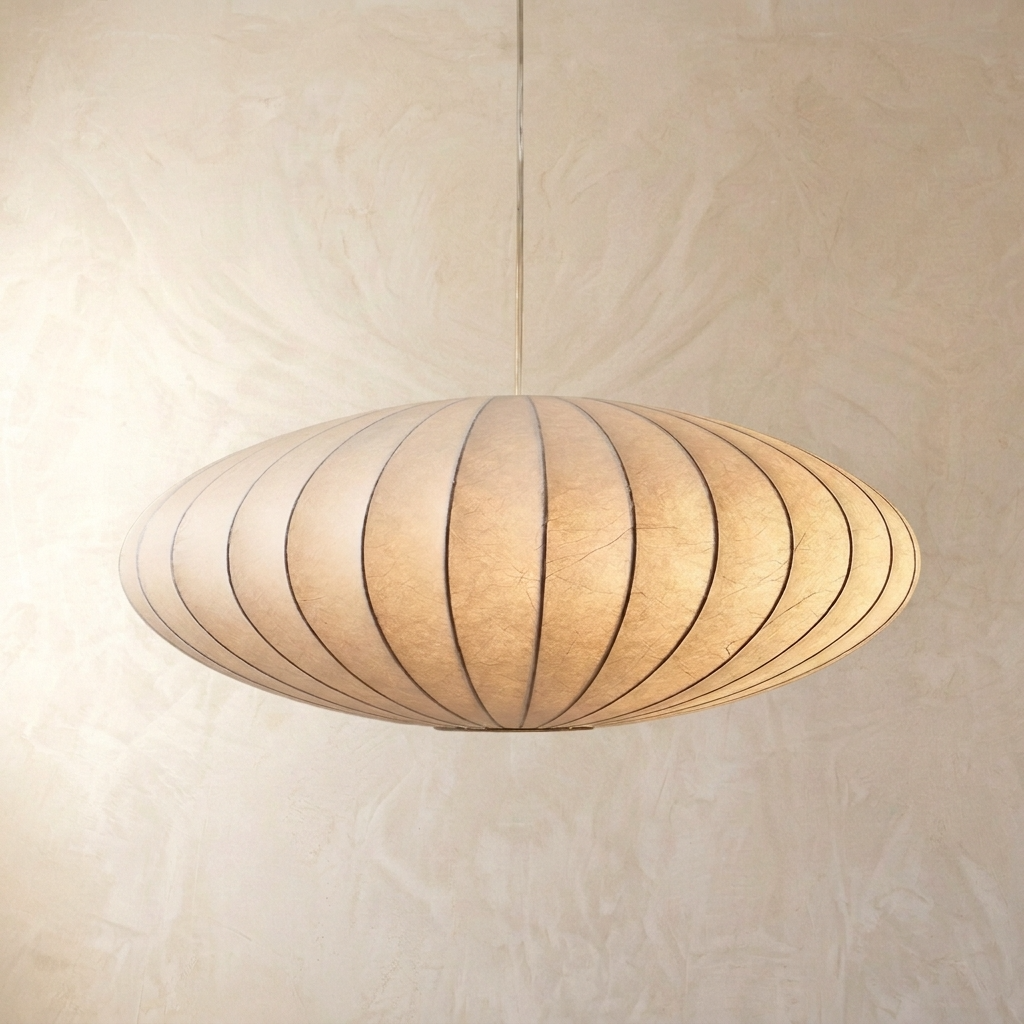 Silk Japanese Chandelier - Wabi-Sabi Style Lighting - Modern