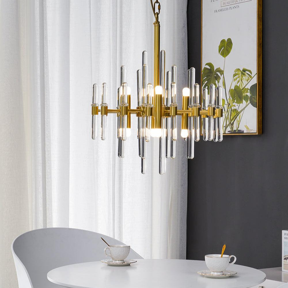 Vintage Brass Starburst Chandelier