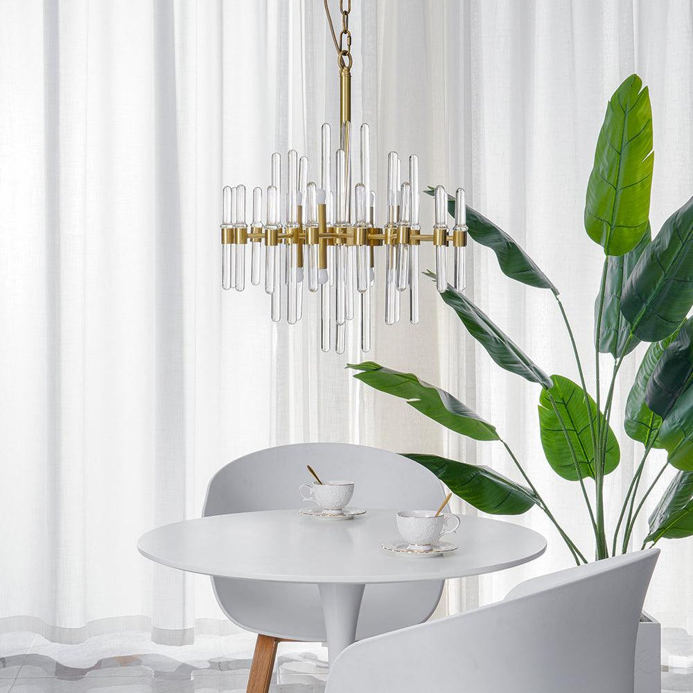 Vintage Brass Starburst Chandelier