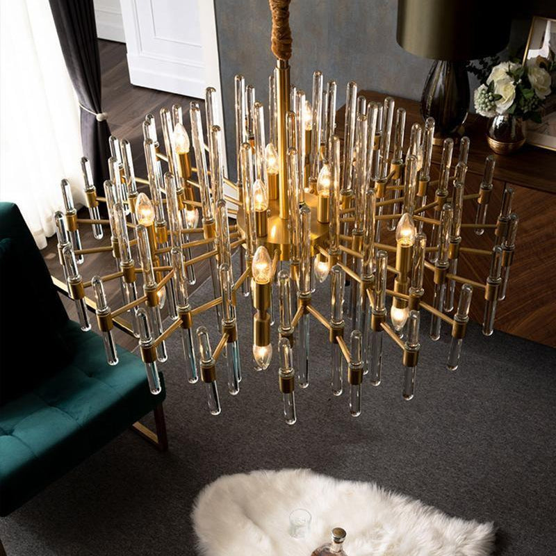 Vintage Brass Starburst Chandelier