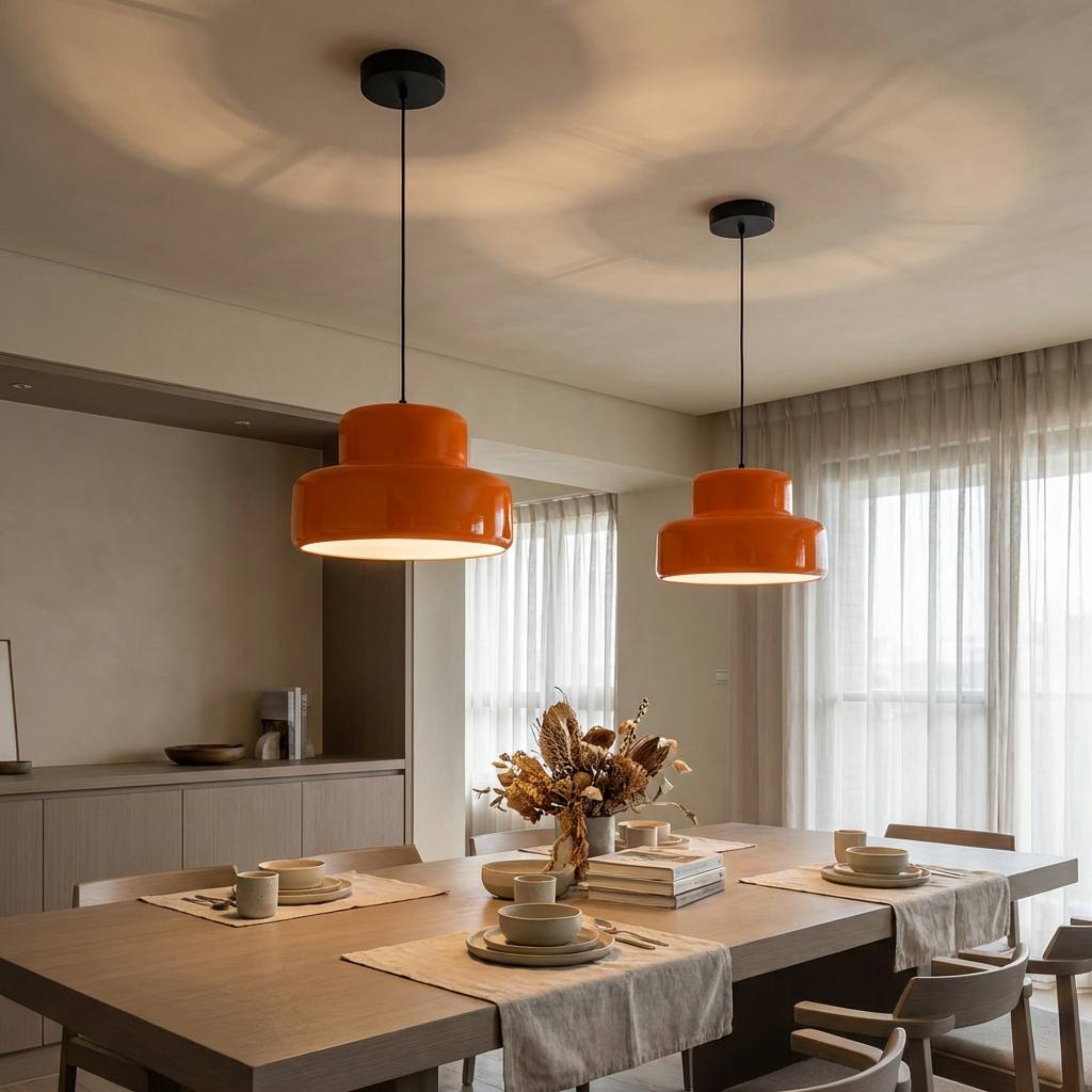 Vintage Bauhaus Orange Pendant Light