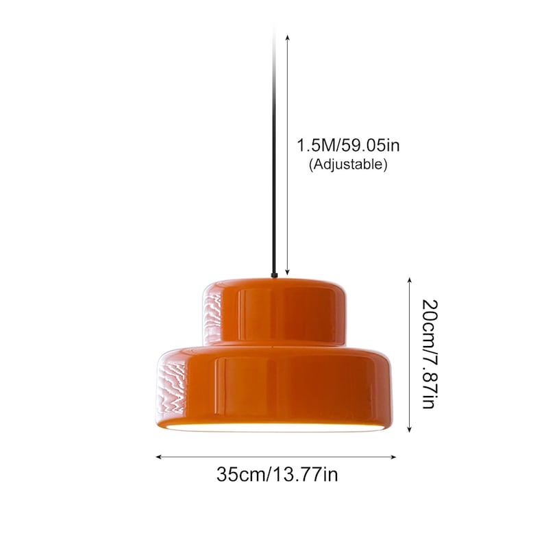Vintage Bauhaus Orange Pendant Light For Dining Room