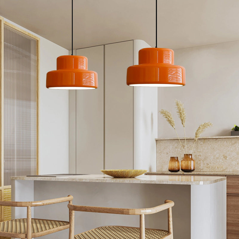 Vintage Bauhaus Orange Pendant Light For Dining Room
