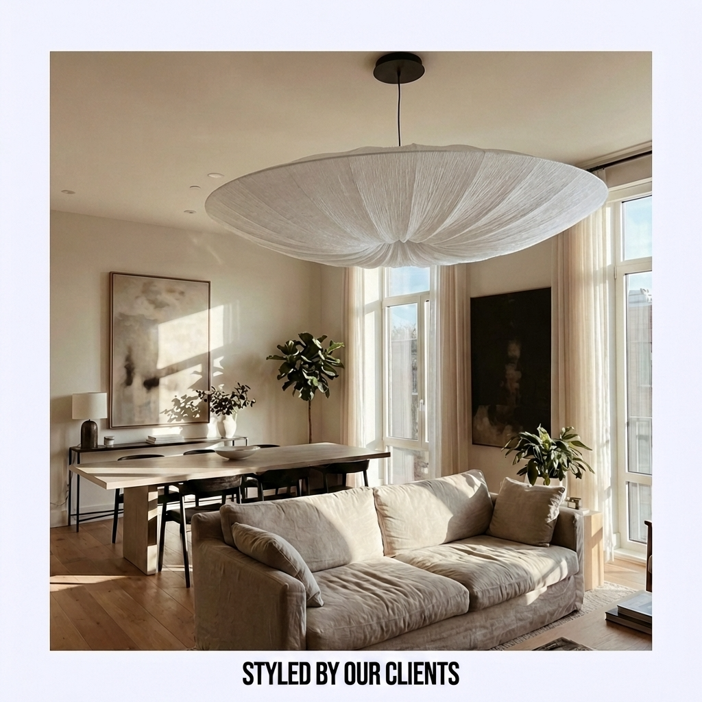 Thin Japanese Wabi Sabi Cloth Pendant Light