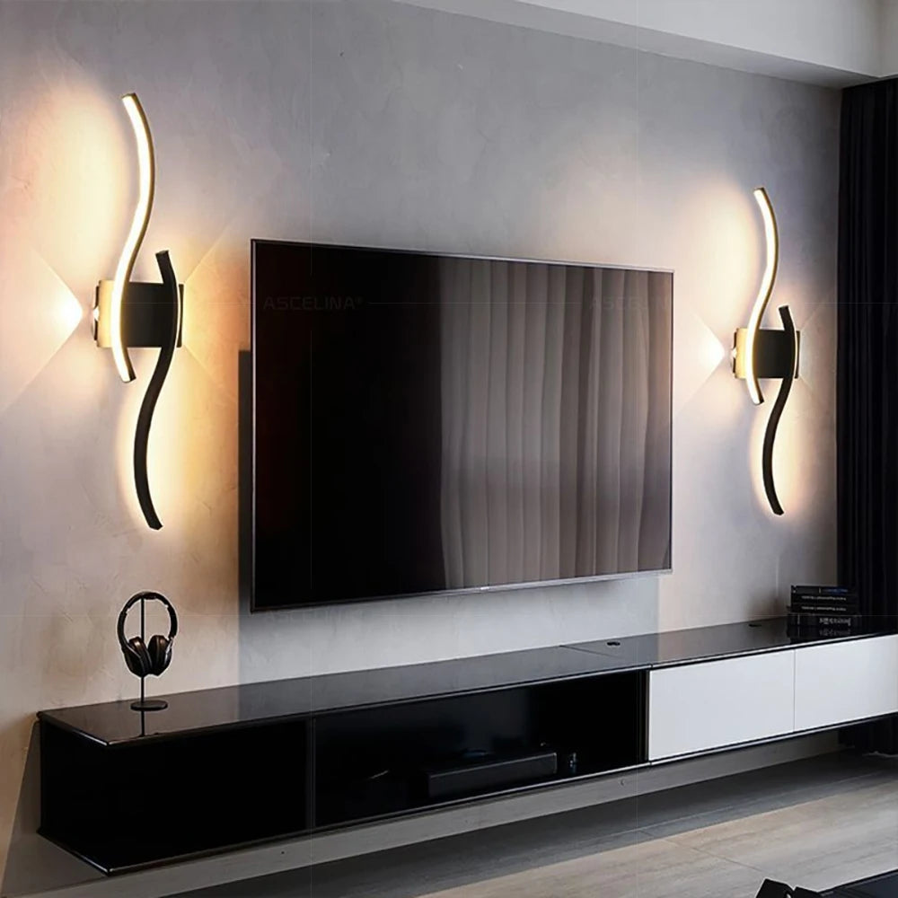 Modern LED Strip Curved Wall Lamp