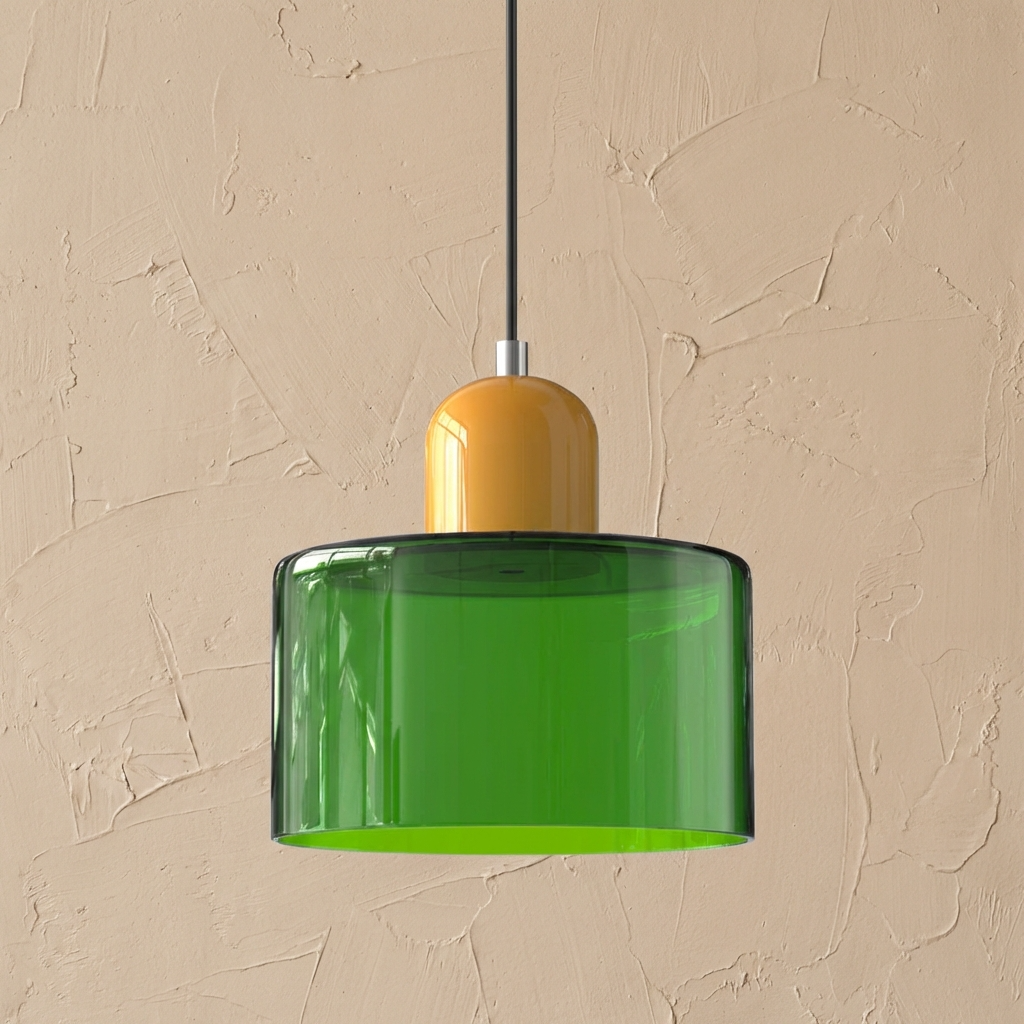 Bauhaus Coloured Glass Bowl Pendant Light