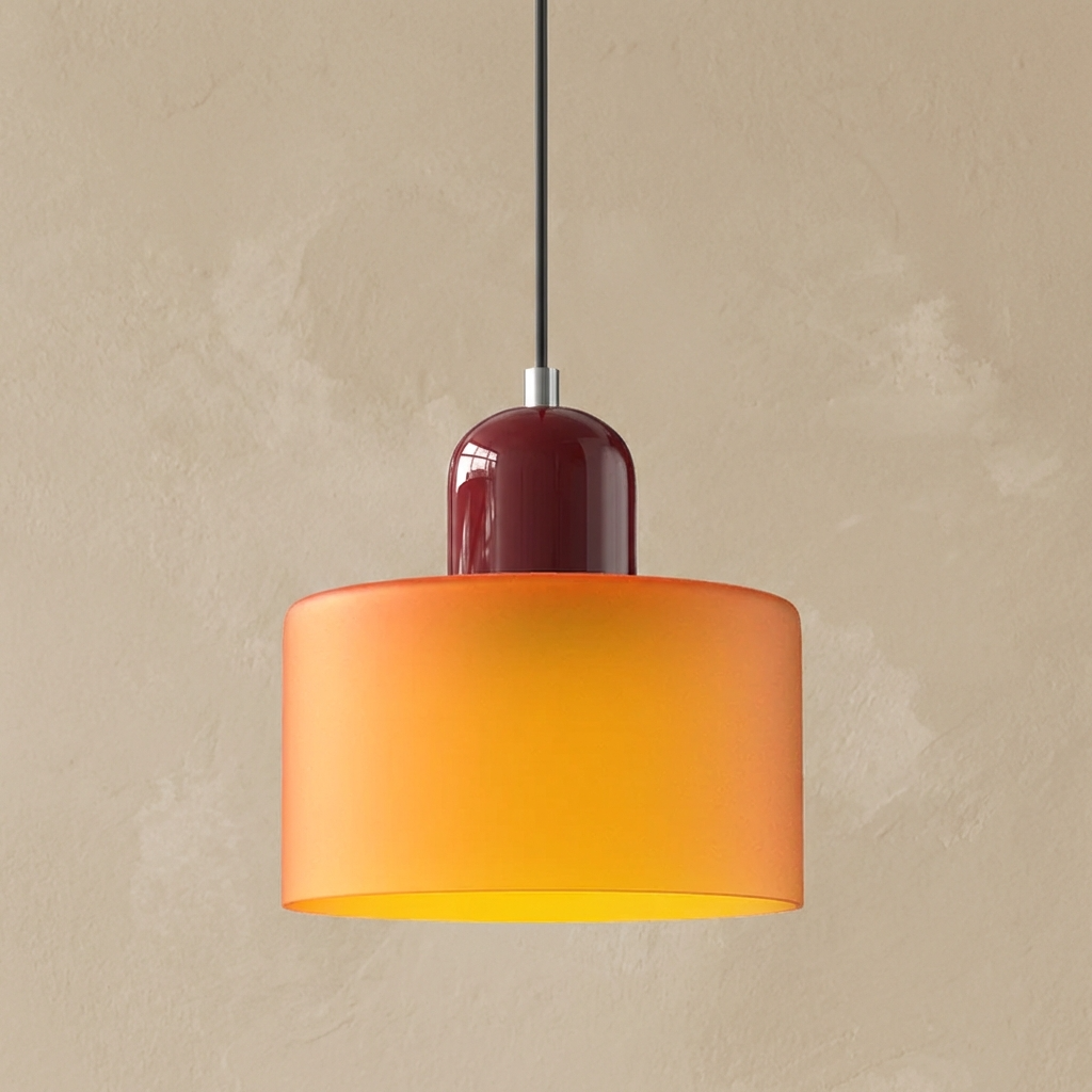 Bauhaus Coloured Glass Bowl Pendant Light