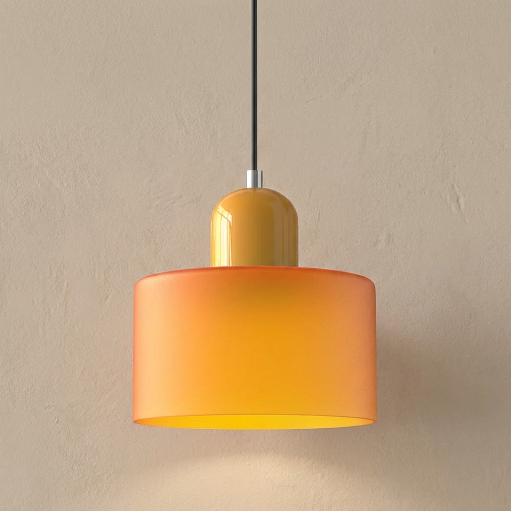 Bauhaus Coloured Glass Bowl Pendant Light