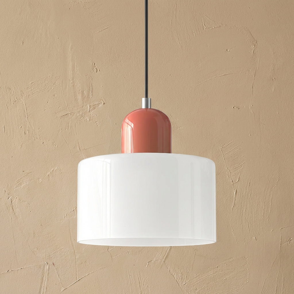 Bauhaus Coloured Glass Bowl Pendant Light