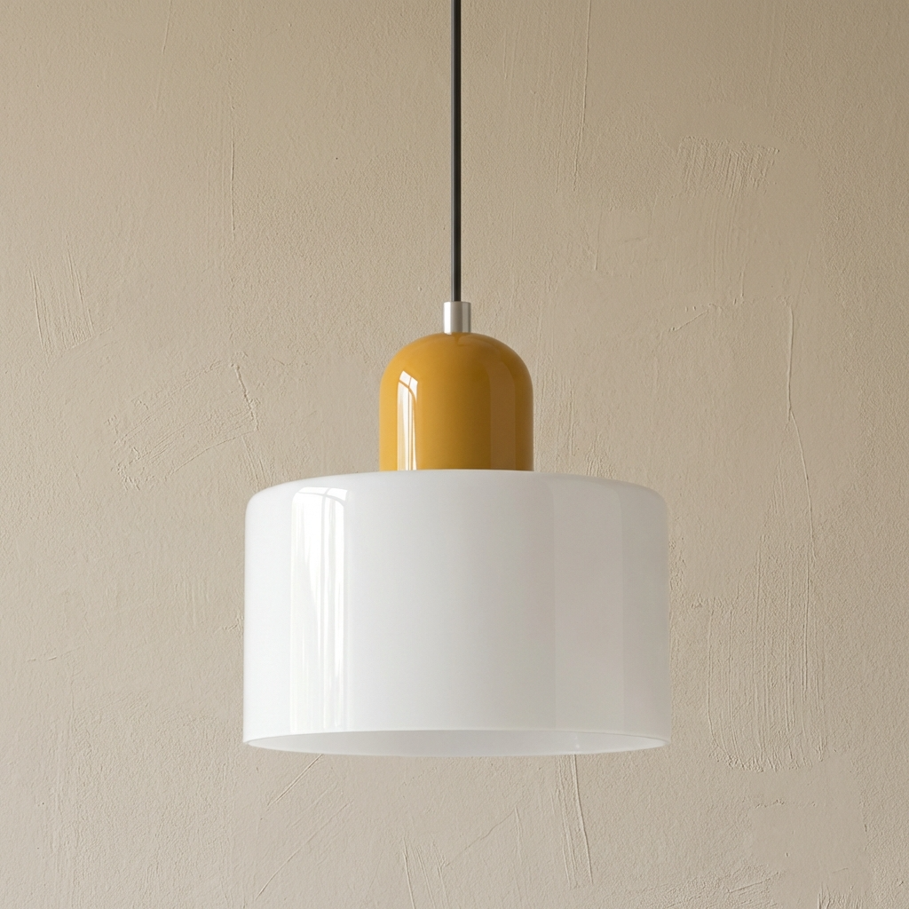 Bauhaus Coloured Glass Bowl Pendant Light