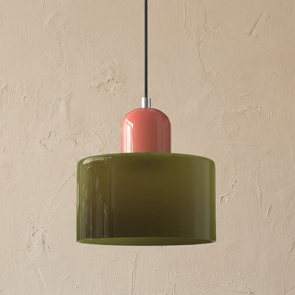 Bauhaus Coloured Glass Bowl Pendant Light