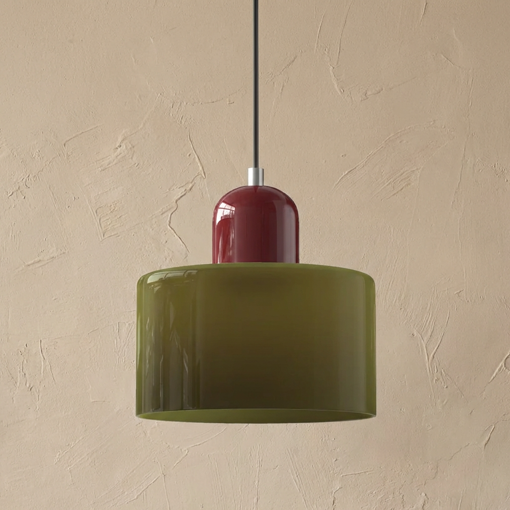Bauhaus Coloured Glass Bowl Pendant Light