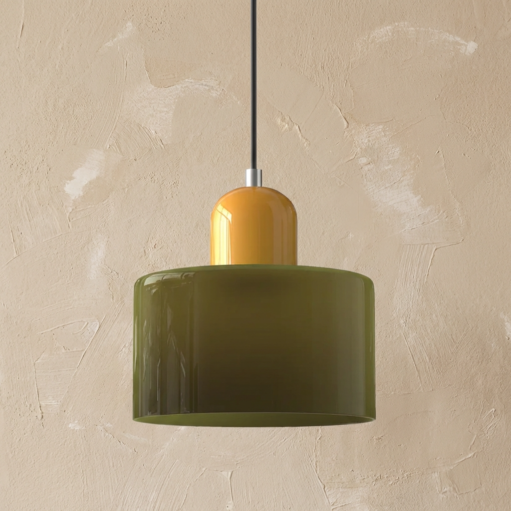 Bauhaus Coloured Glass Bowl Pendant Light