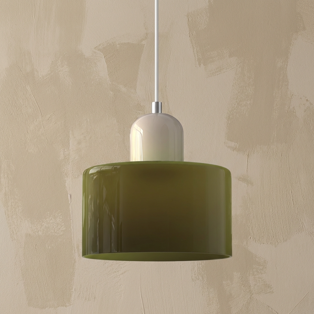 Bauhaus Coloured Glass Bowl Pendant Light