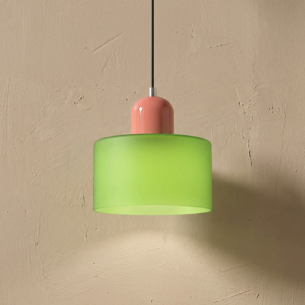 Bauhaus Coloured Glass Bowl Pendant Light