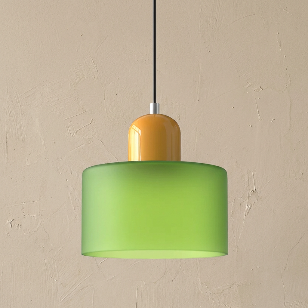 Bauhaus Coloured Glass Bowl Pendant Light
