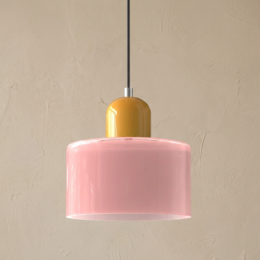 Bauhaus Coloured Glass Bowl Pendant Light