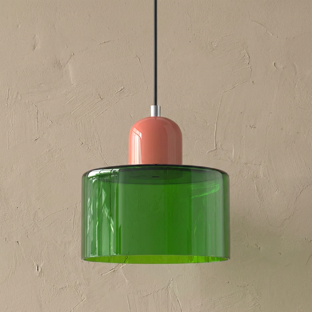 Bauhaus Coloured Glass Bowl Pendant Light