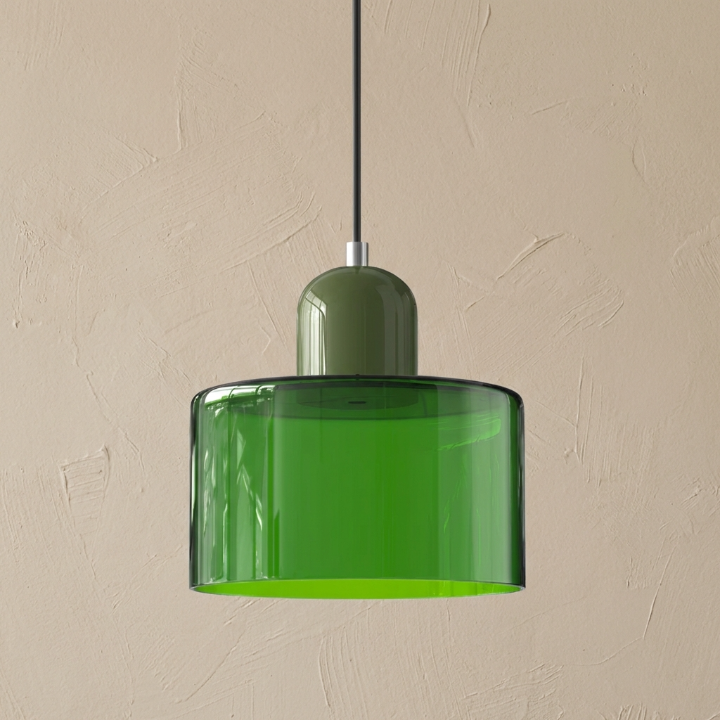Bauhaus Coloured Glass Bowl Pendant Light