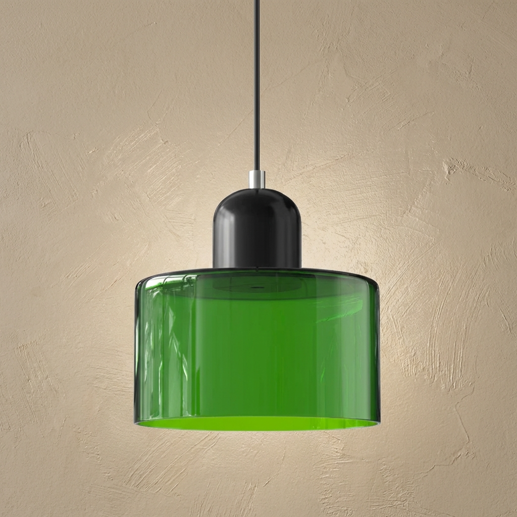 Bauhaus Coloured Glass Bowl Pendant Light