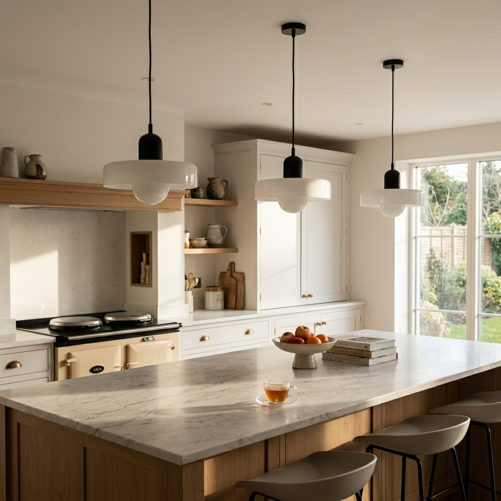 Bauhaus Coloured Glass Pendant Light
