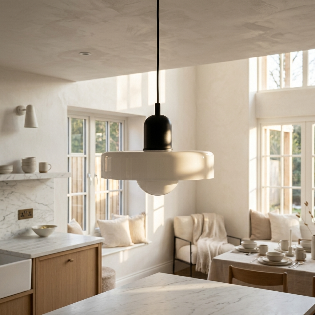 Bauhaus Coloured Glass Pendant Light