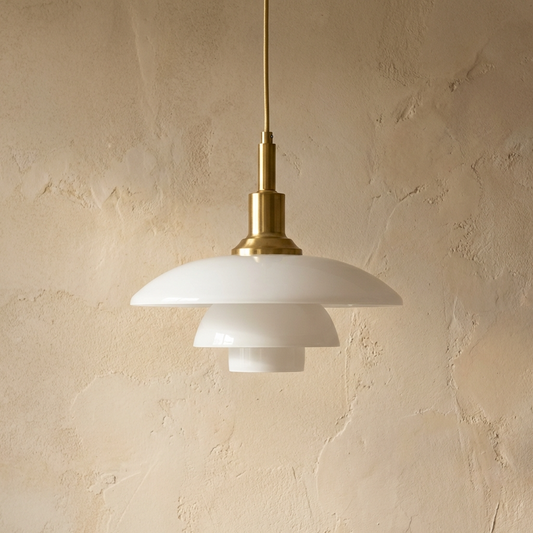 Danish Designer White Glass Pendant Light