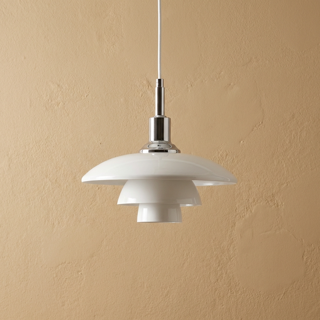 Danish Designer White Glass Pendant Light
