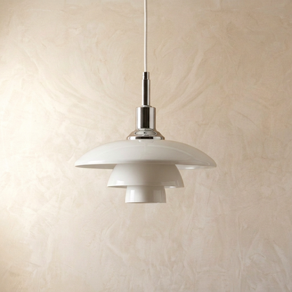 Danish Designer White Glass Pendant Light