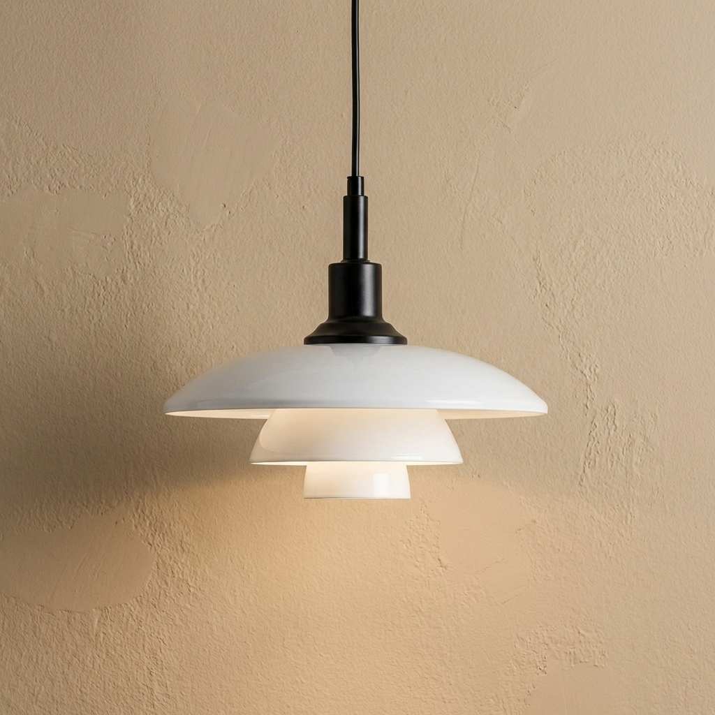 Danish Designer White Glass Pendant Light