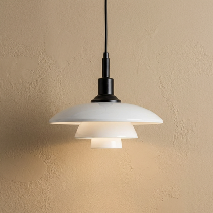 Danish Designer White Glass Pendant Light