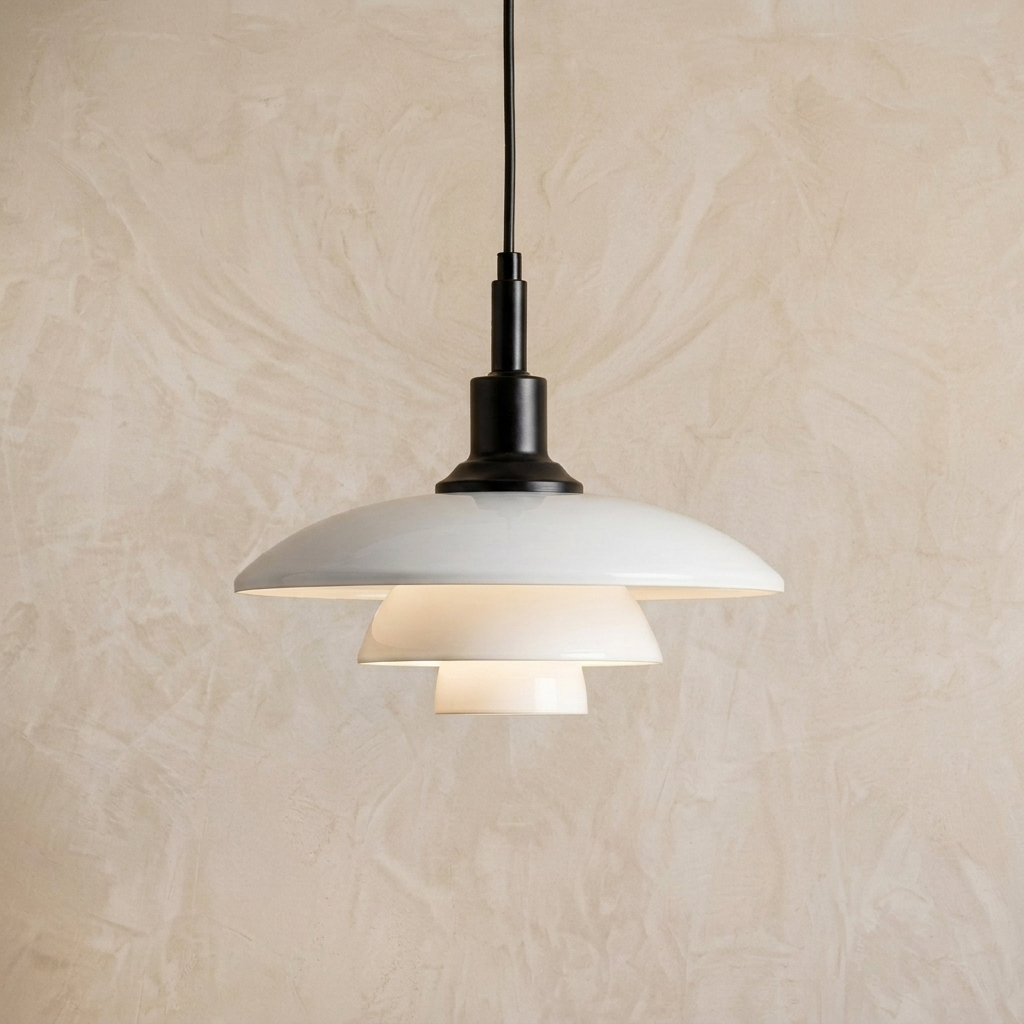 Danish Designer White Glass Pendant Light