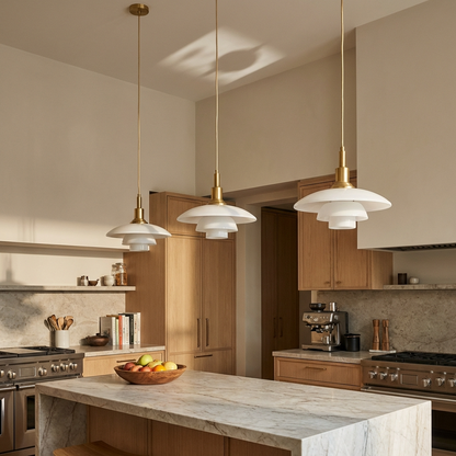 Danish Designer White Glass Pendant Light